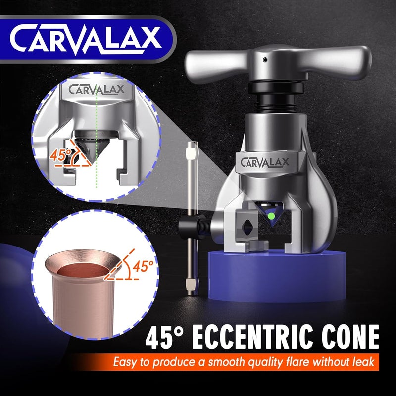 CARVALAX طقم أدوات تشكيل الفلير بزاوية 45° للنحاس، والبرونز، والألمنيوم، قضيب تشكيل فردي مع 7 قوالب (5 مم إلى 19 مم)، للاستخدام في أنظمة التكييف، والتبريد، وخطوط الفرامل، ثقيل الوزن مع حقيبة (مترية) - Image 5